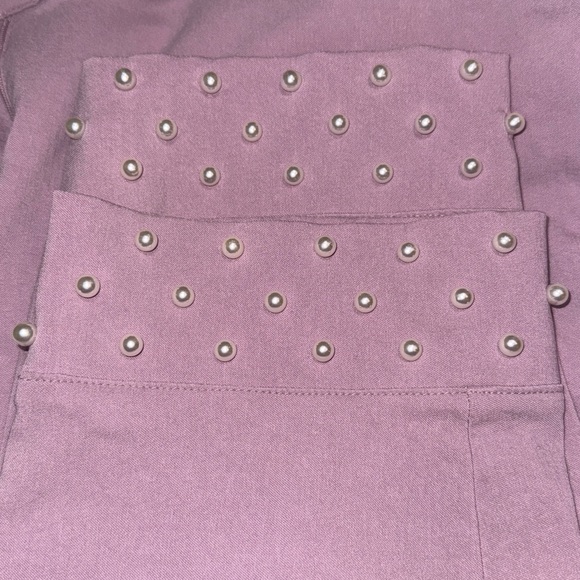 Lane Bryant The Allie Cropped Pants Pearl Stud Detail Purple Stretch Size 16 - Picture 10 of 10